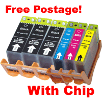 Any 6 Compatible PGI5Bk CLI8C/M/Y Ink Cartridges With Chip